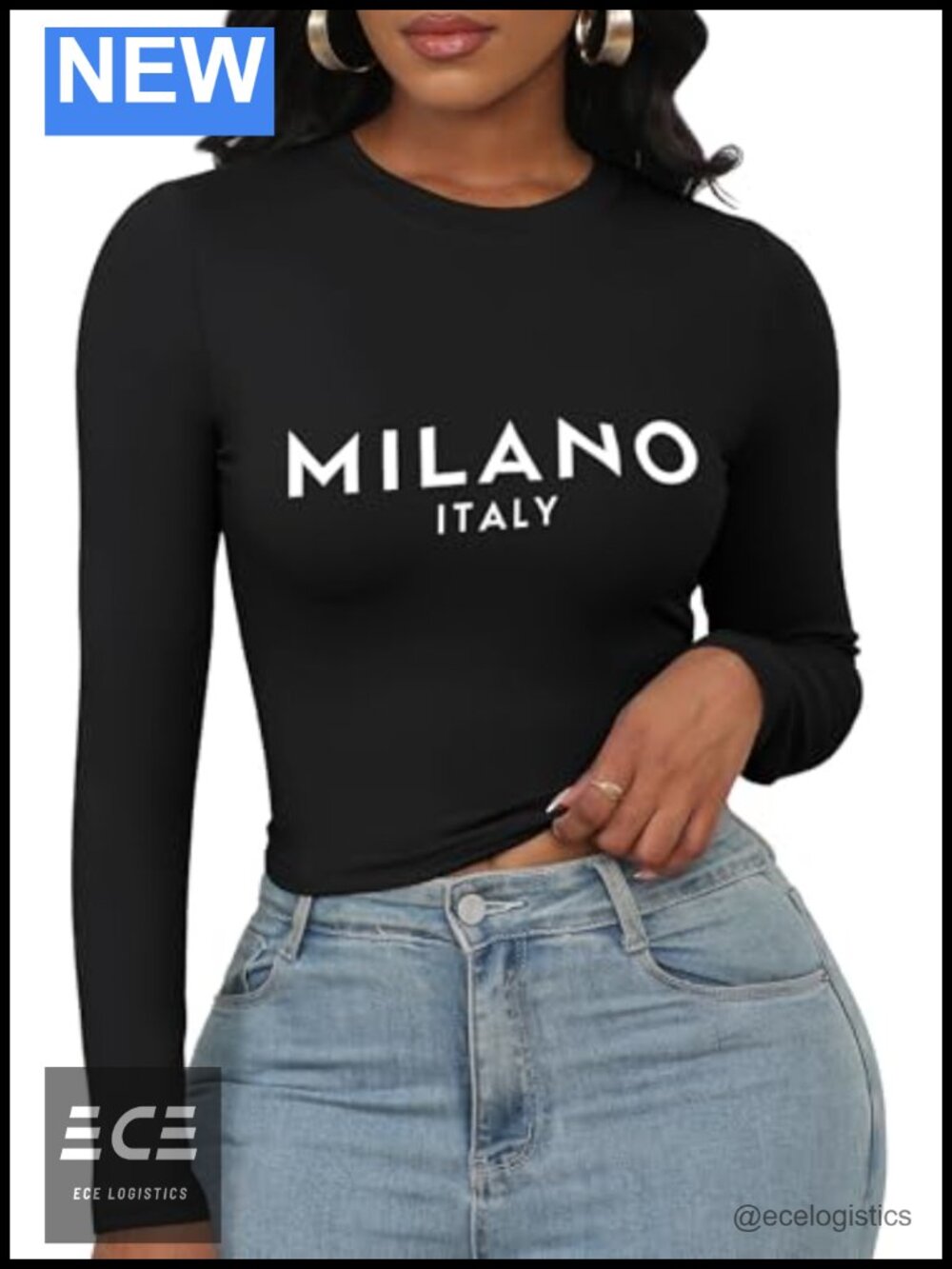 Women's Long Sleeve Graphic Crop Top Fitted Going Out Shirt